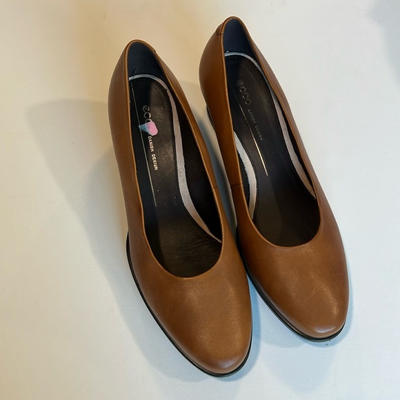 Ecco - 39, camel/tan wedge comfort shoes - Picture 2 of 7